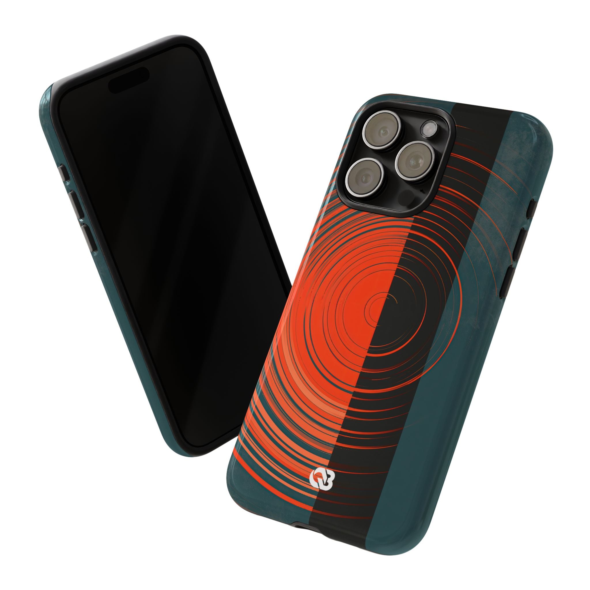 Teal Tough Phone Case for iPhone - Burnt Slate Radial