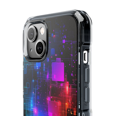 Spectral Circuit Grid · Clear Impact Magnetic Phone Case for iPhone · Black