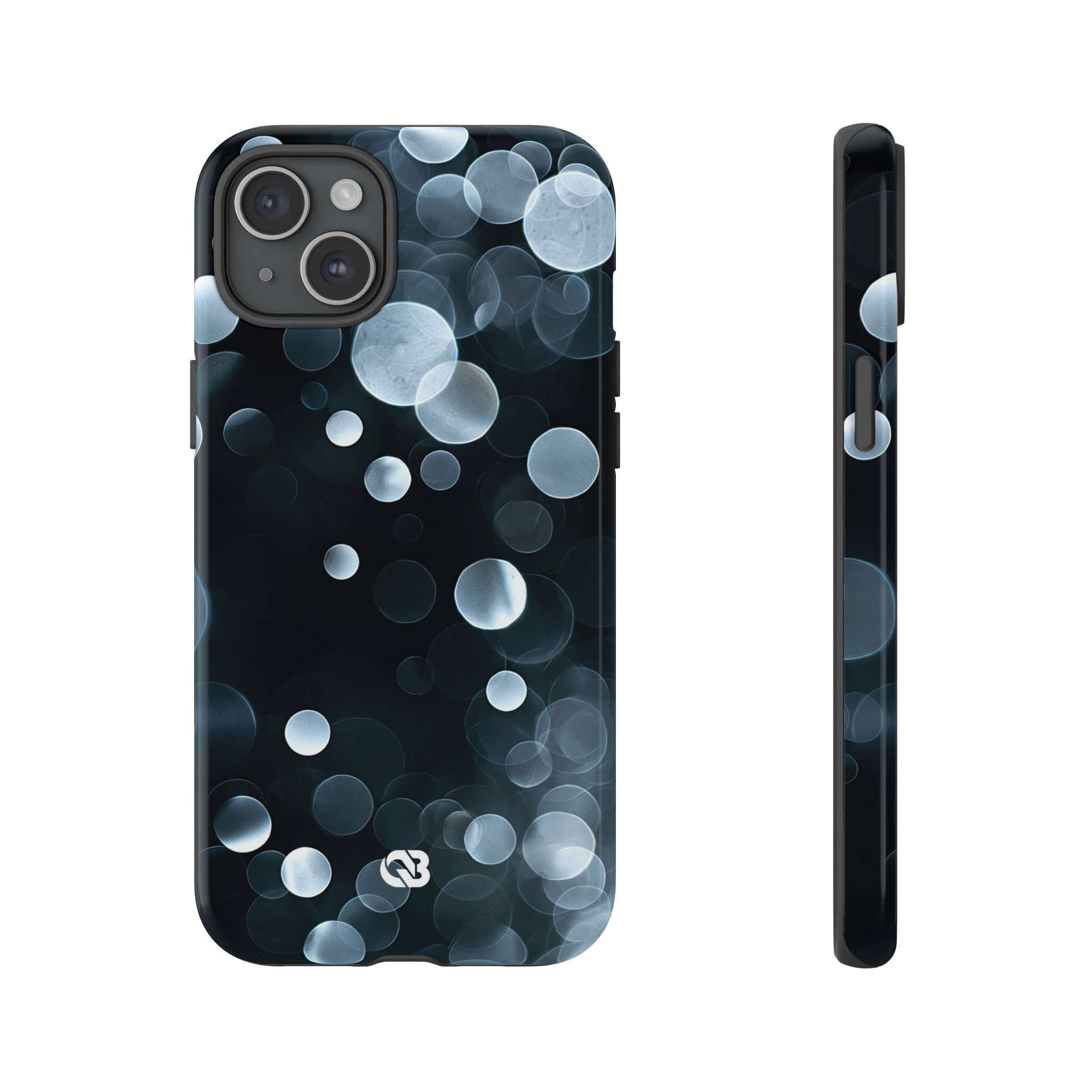 Black Tough Phone Case for iPhone - Silver Orbit Glow