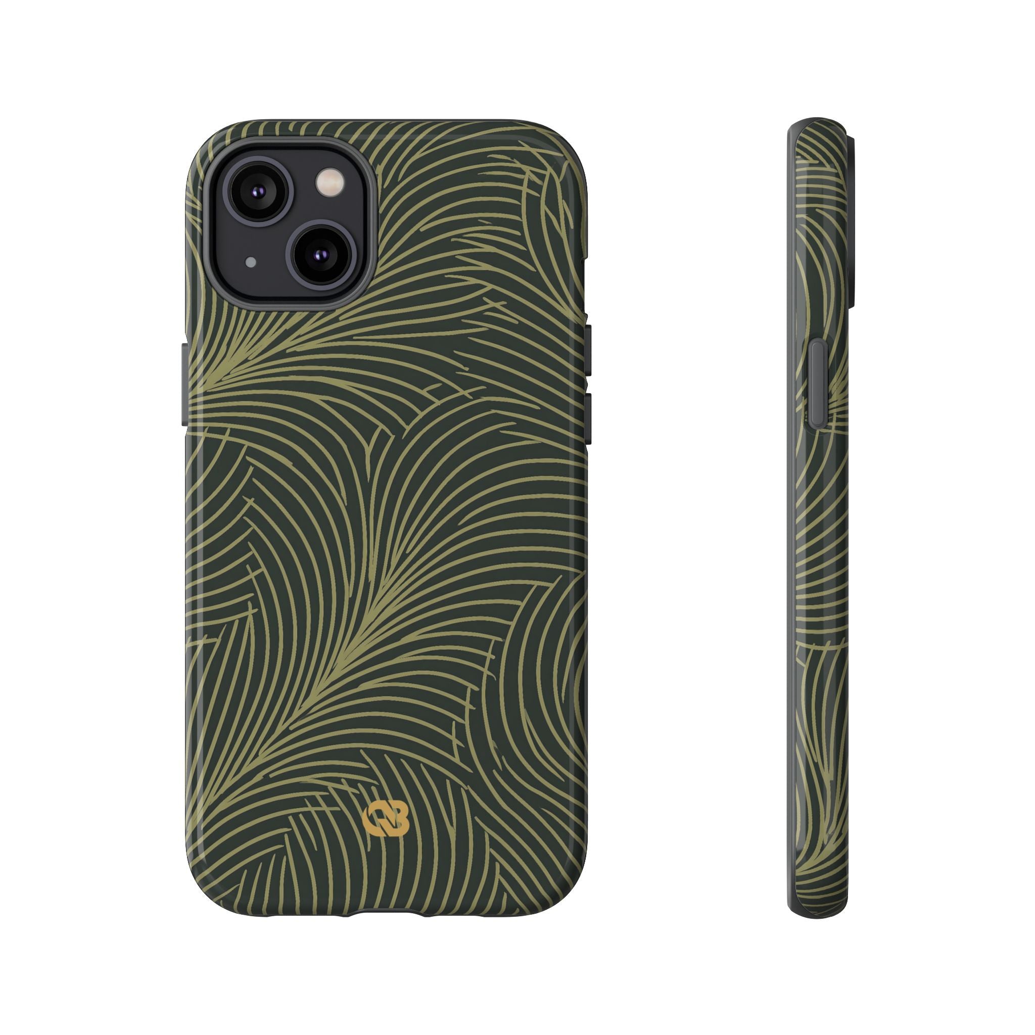 Green Tough Phone Case for iPhone - Dark Olive Plume