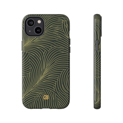 Green Tough Phone Case for iPhone - Dark Olive Plume