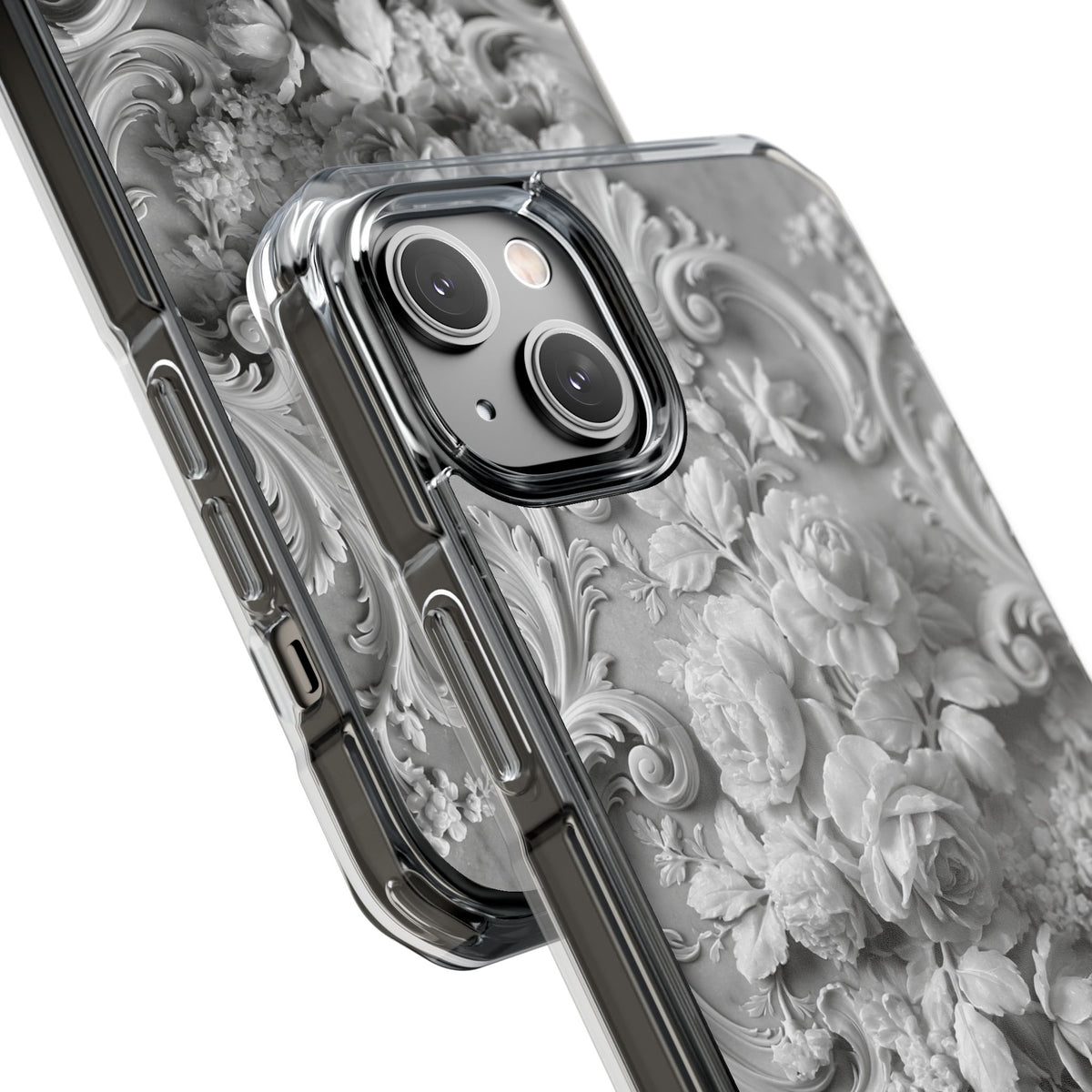 Rococo Marble Rose · Clear Impact Magnetic Phone Case for iPhone · White