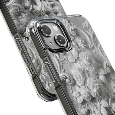 Rococo Marble Rose · Clear Impact Magnetic Phone Case for iPhone · White