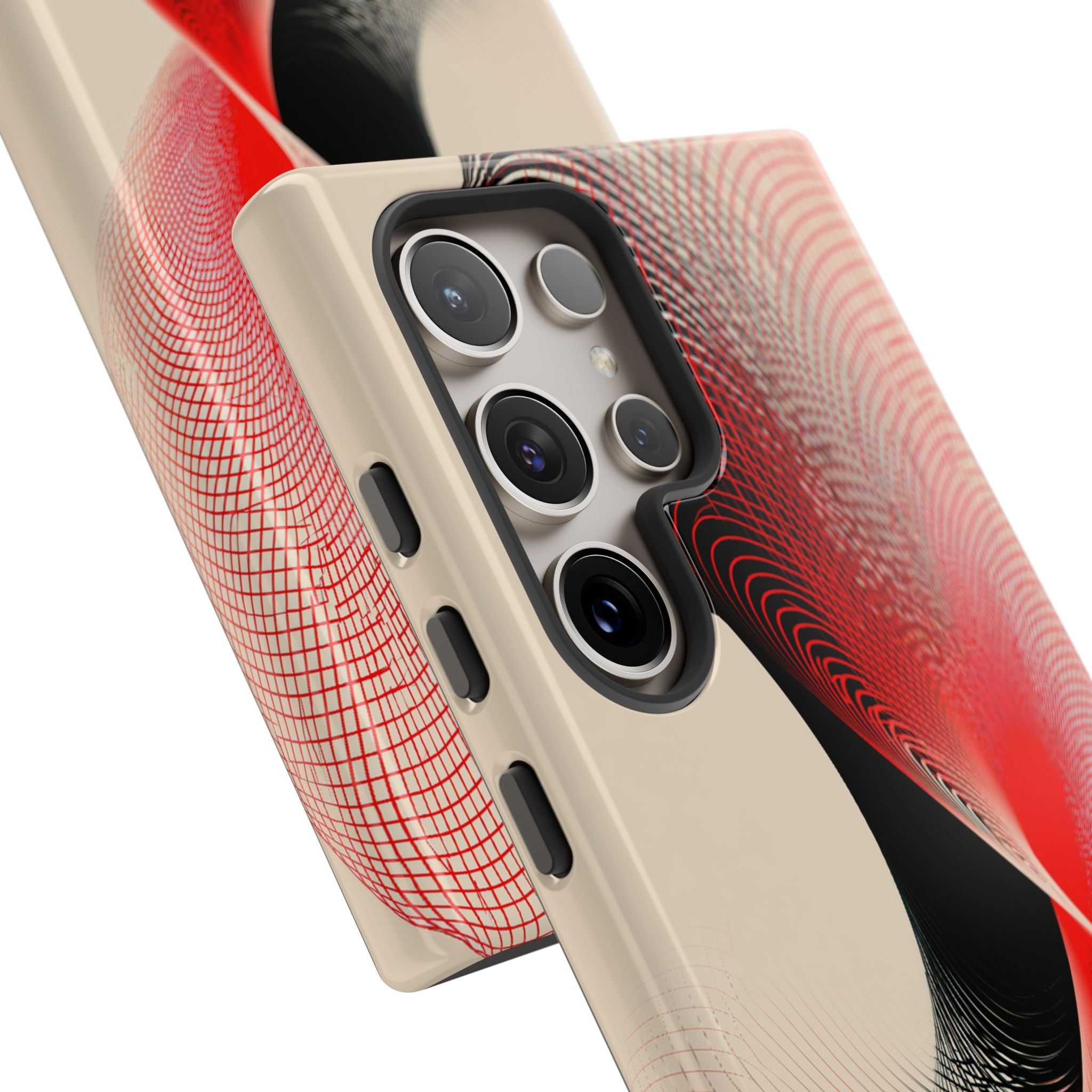Red Tough Phone Case for Samsung - Crimson Grid Vortex