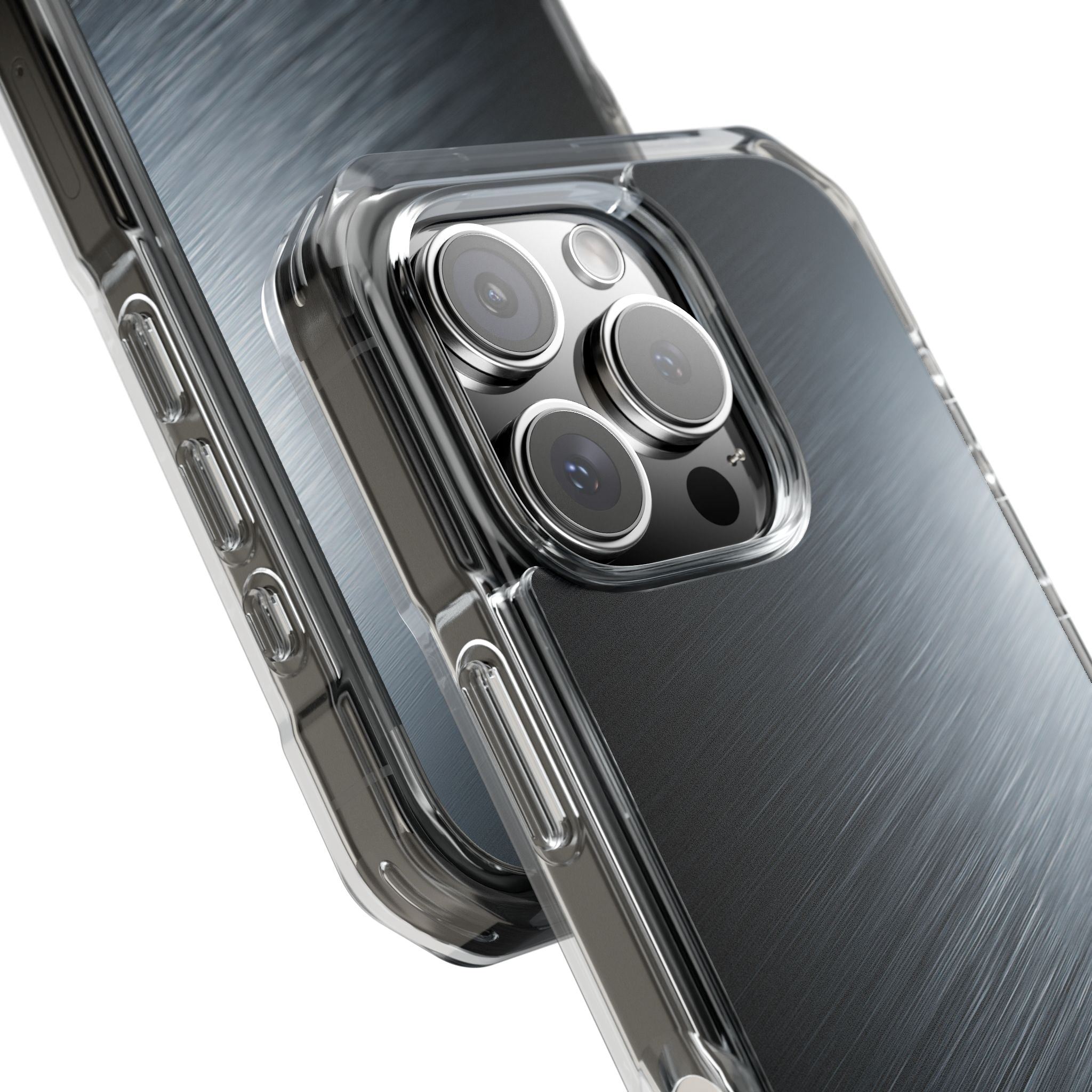 Grey Impact MagSafe Phone Case for iPhone - Charcoal Brushed Steel