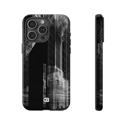 Black Tough Phone Case for iPhone - Ghost Urban Wireframe