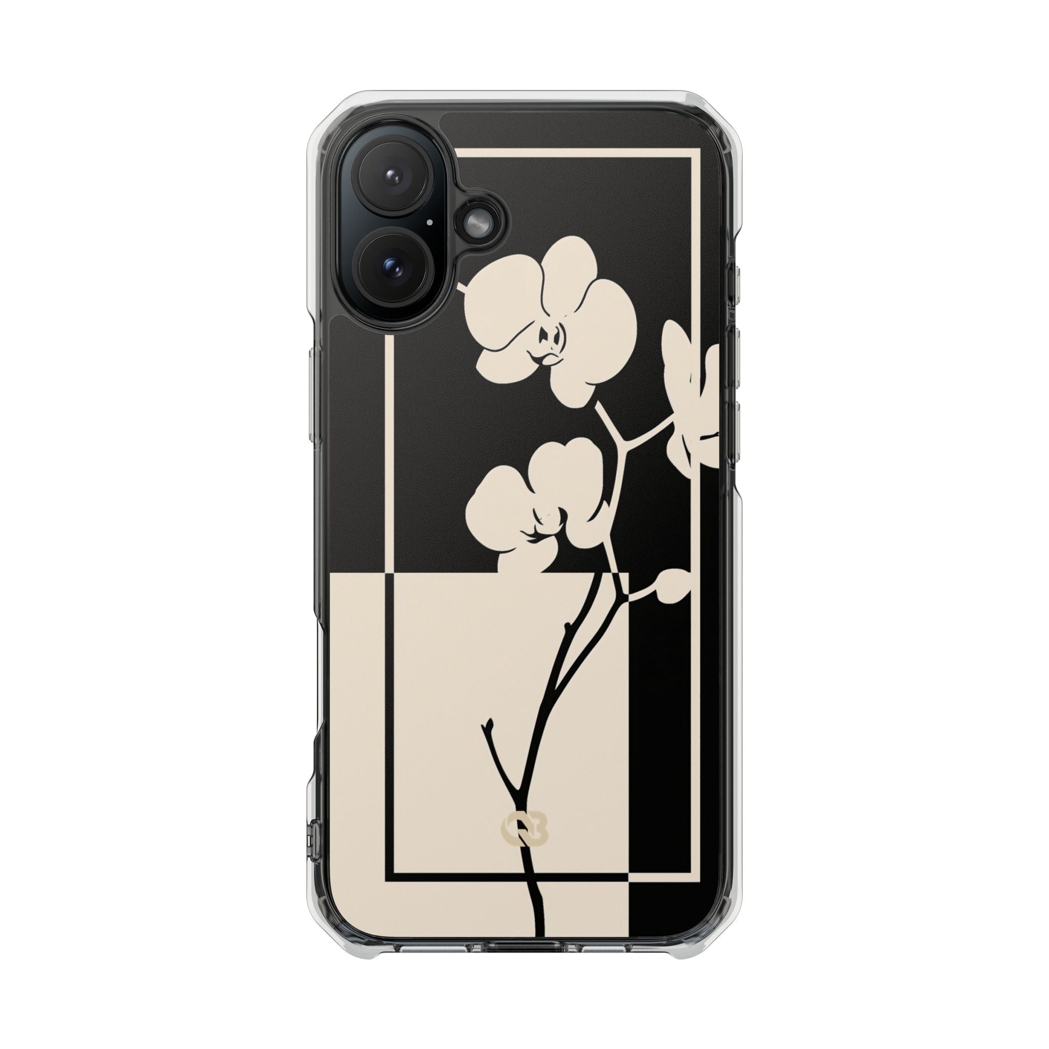 Beige Impact MagSafe Phone Case for iPhone - Nocturnal Orchid Frame