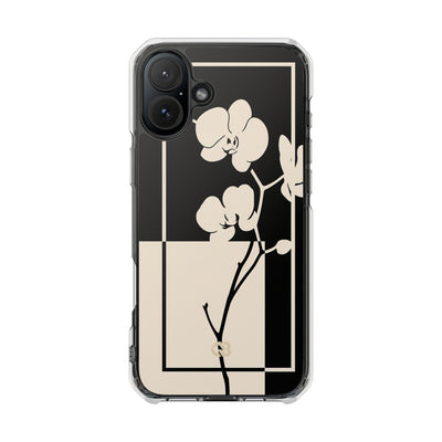 Beige Impact MagSafe Phone Case for iPhone - Nocturnal Orchid Frame
