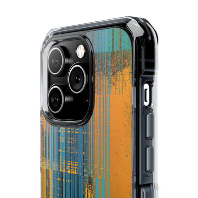 Cyber Glitch Stream · Clear Impact Magnetic Phone Case for iPhone · Teal
