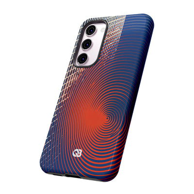 Blue Tough Phone Case for Samsung - Orange Orbit Grid