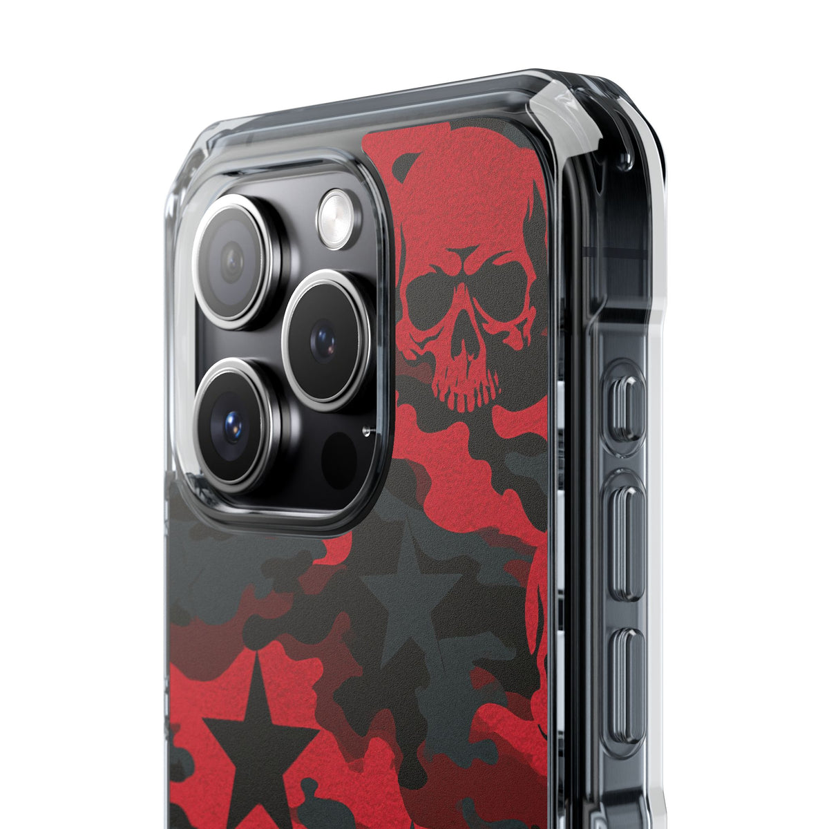 Crimson Skull Camo · Clear Impact Magnetic Phone Case for iPhone · Red