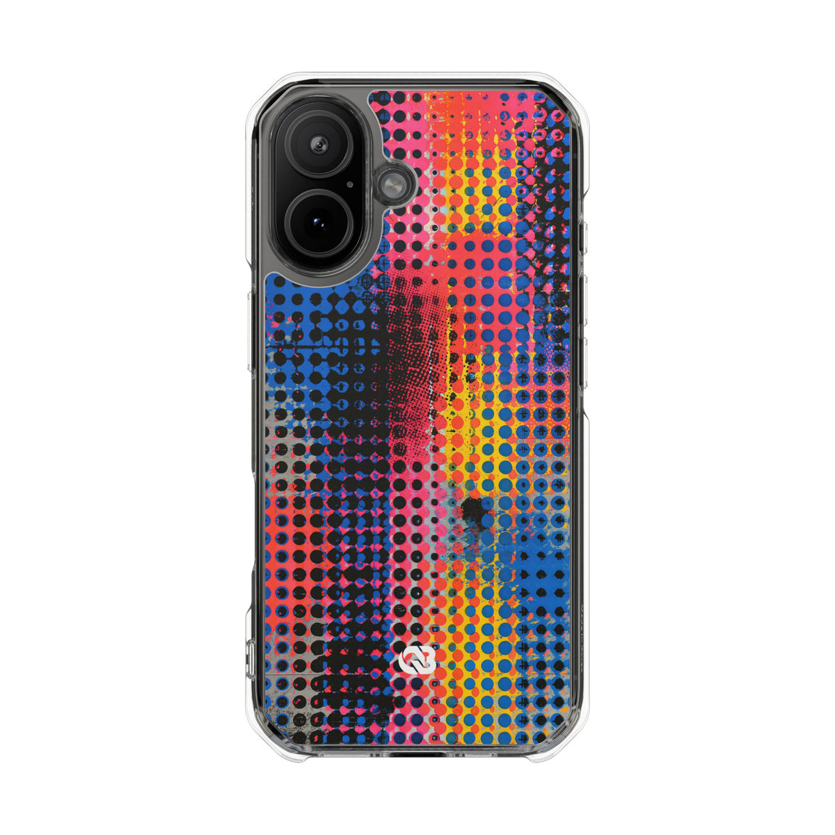Chromatic Halftone Grid · Clear Impact Magnetic Phone Case for iPhone ·  Blue