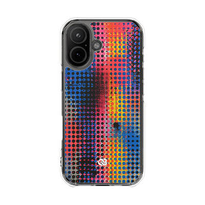 Chromatic Halftone Grid · Clear Impact Magnetic Phone Case for iPhone ·  Blue