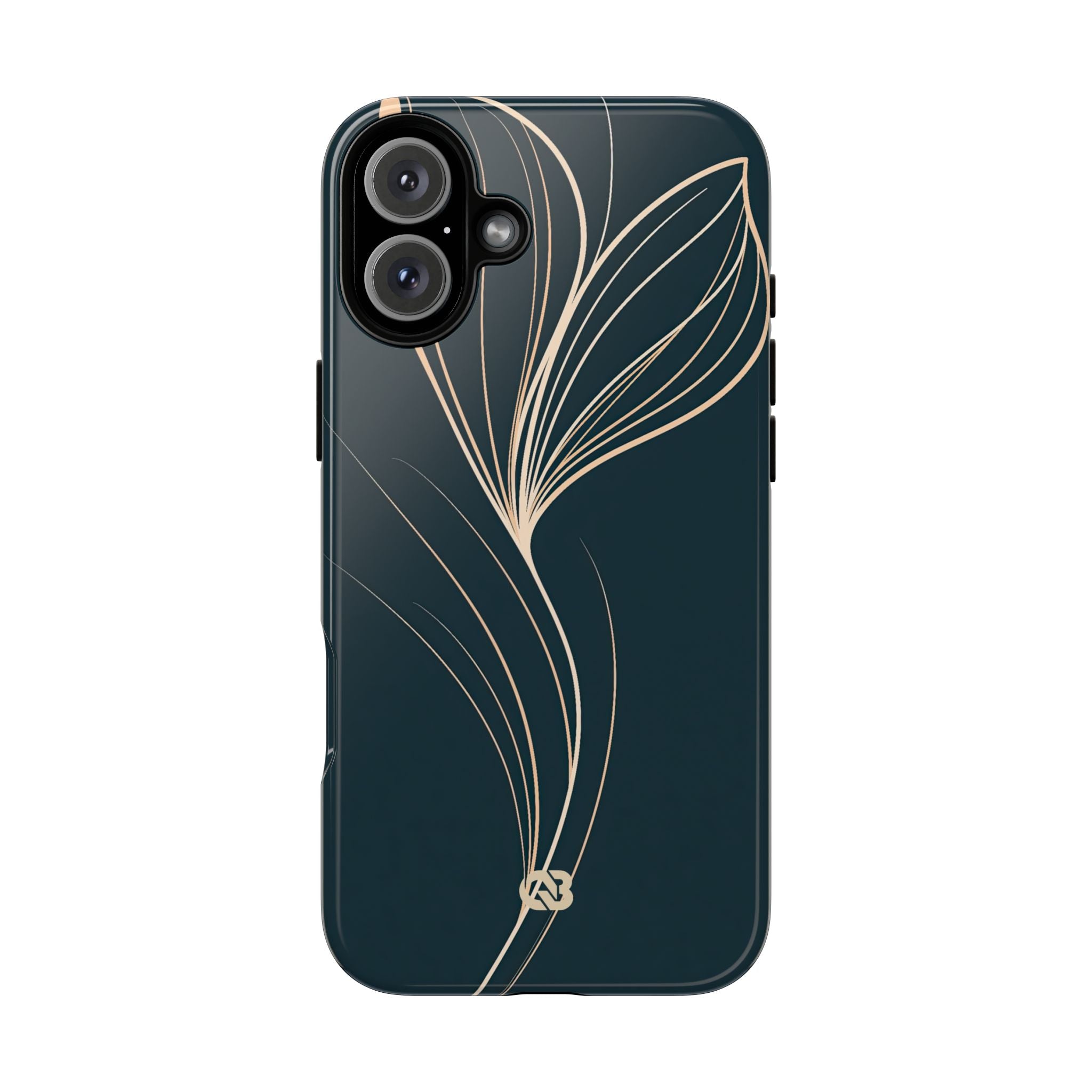 Teal Tough Phone Case for iPhone - Sandstone Silk Flora