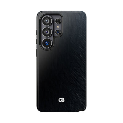 Black Tough Phone Case for Samsung - Midnight Brushed Grain
