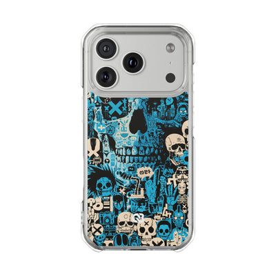 Electric Skull Graffiti · Clear Impact Magnetic Phone Case for iPhone · Blue