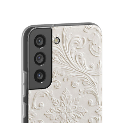 White Lite Phone Case for Samsung - Alabaster Floral Relief