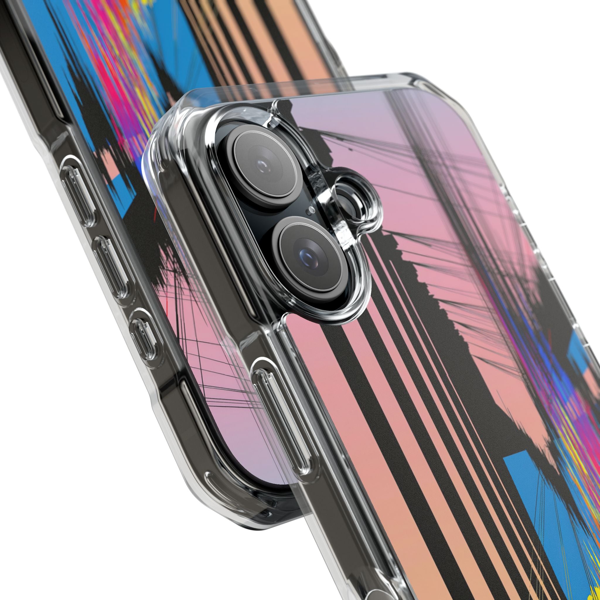 Blue Impact MagSafe Phone Case for iPhone - Fractured Data Skyline