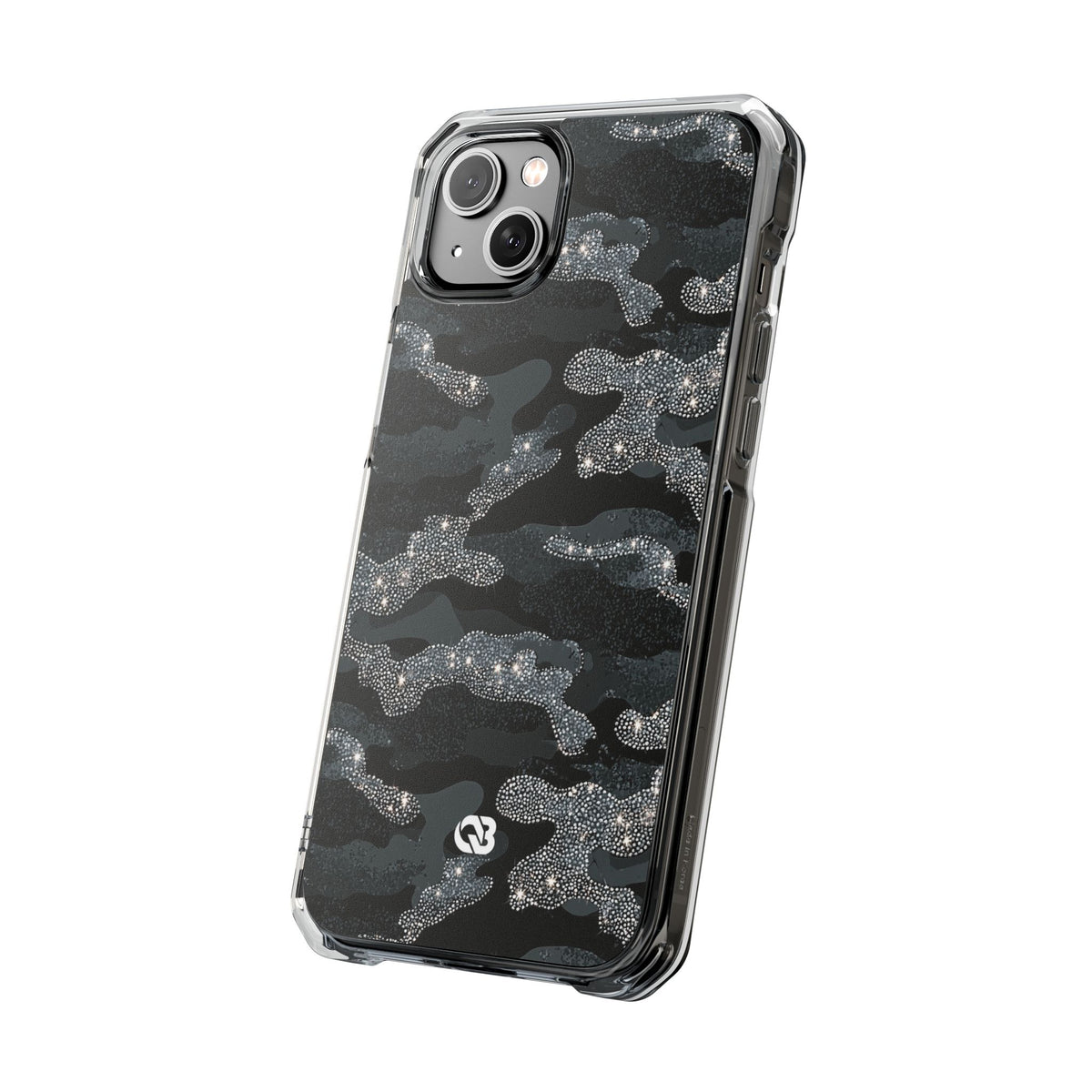 Glitter Shadow Camo · Clear Impact Magnetic Phone Case for iPhone · Black