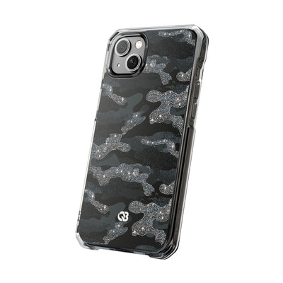 Glitter Shadow Camo · Clear Impact Magnetic Phone Case for iPhone · Black