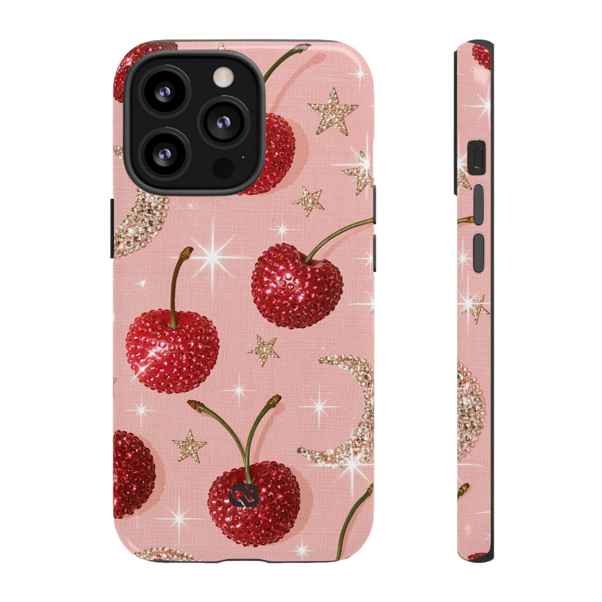 Bedazzled Ruby Cherries · Tough Phone Case for iPhone · Pink
