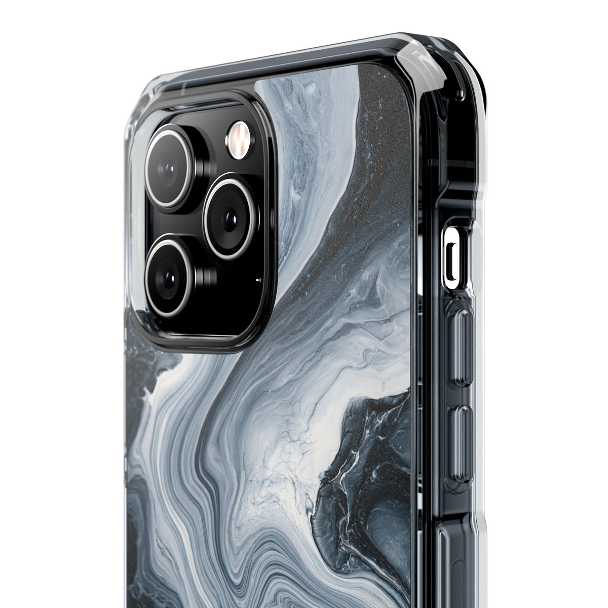 Suminagashi Ink Flow · Clear Impact Magnetic Phone Case for iPhone · Grey