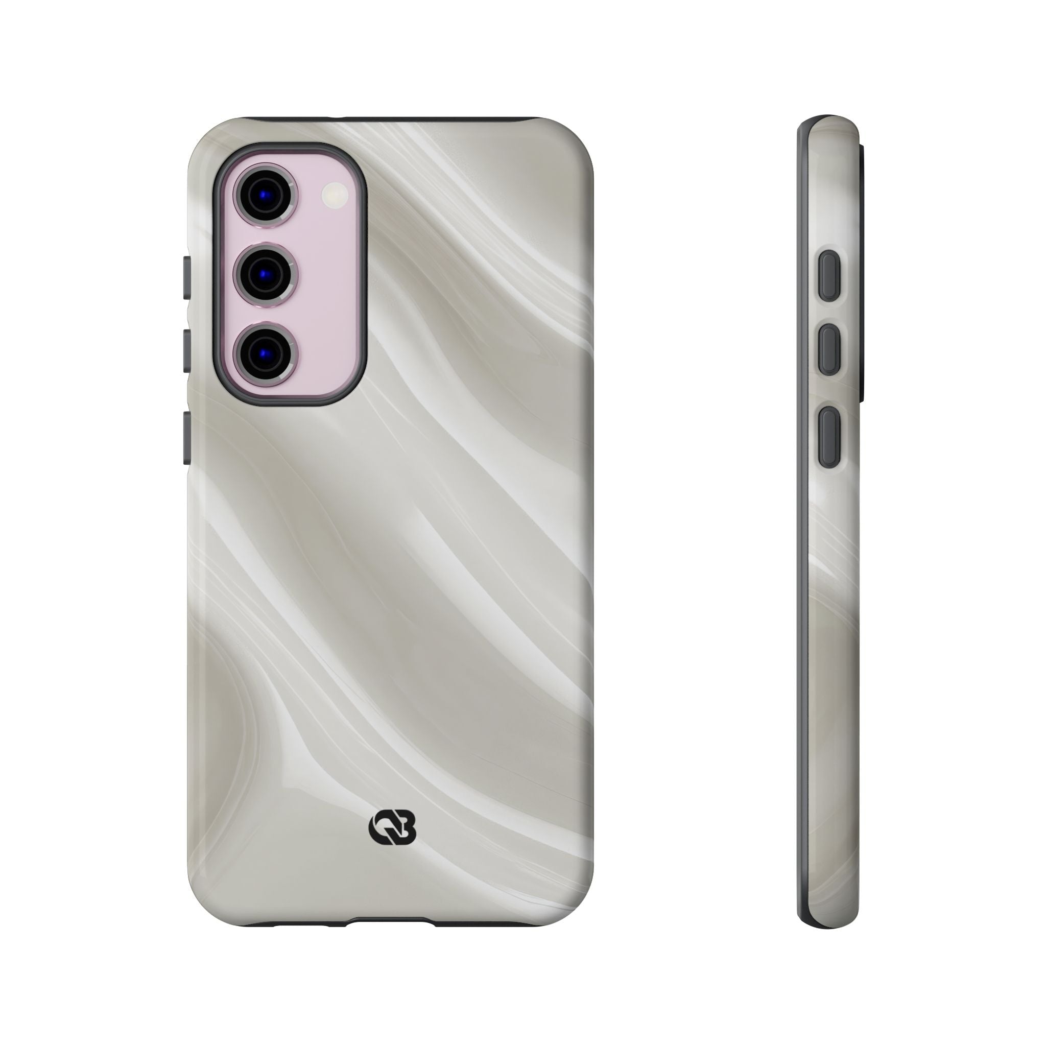 White Tough Phone Case for Samsung - Polished Ivory Wave