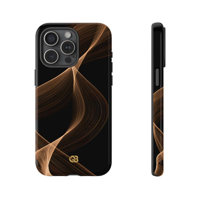 Brown Tough Phone Case for iPhone - Copper Silk Wave