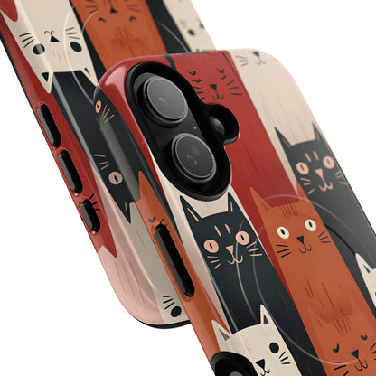 Elongated Cats Black iPhone 17 Case - Tough+ - CASE•BOB