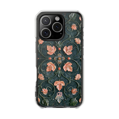 Florentine Rose Arabesque · Clear Impact Magnetic Phone Case for iPhone · Green