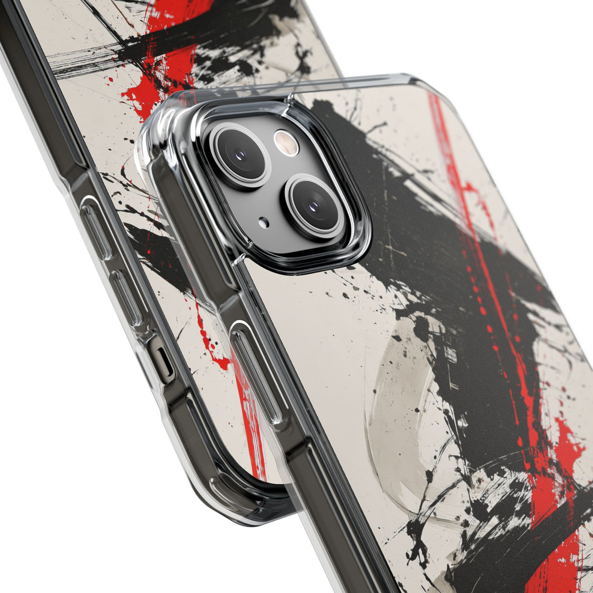 Crimson Sumi Slash · Clear Impact Magnetic Phone Case for iPhone · White