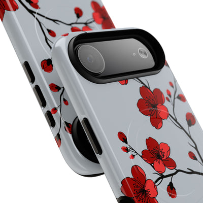 Grey Tough 2.0 Magsafe Phone Case for iPhone - Crimson Blossom Onyx