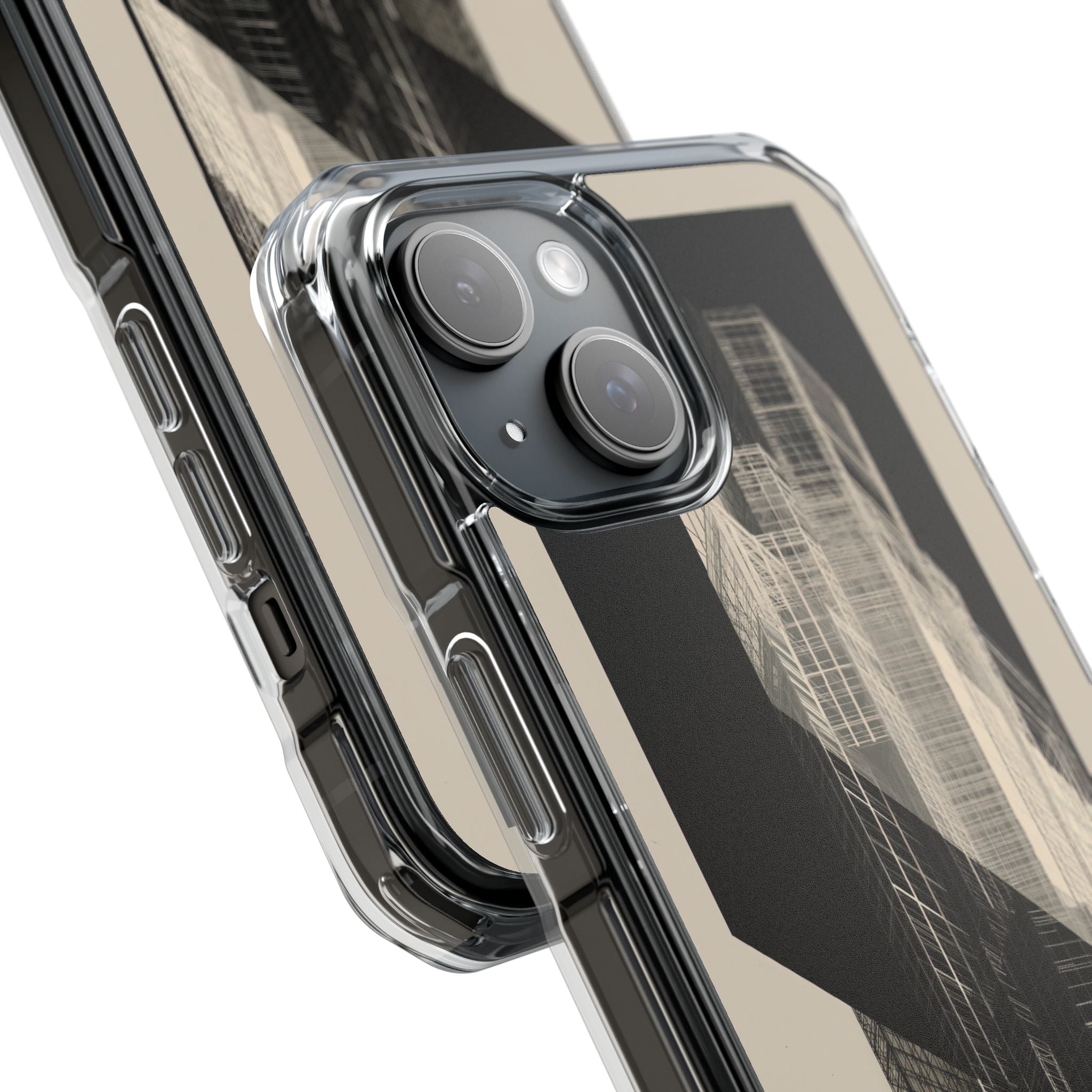 Beige Impact MagSafe Phone Case for iPhone - Monolith Urban Grid