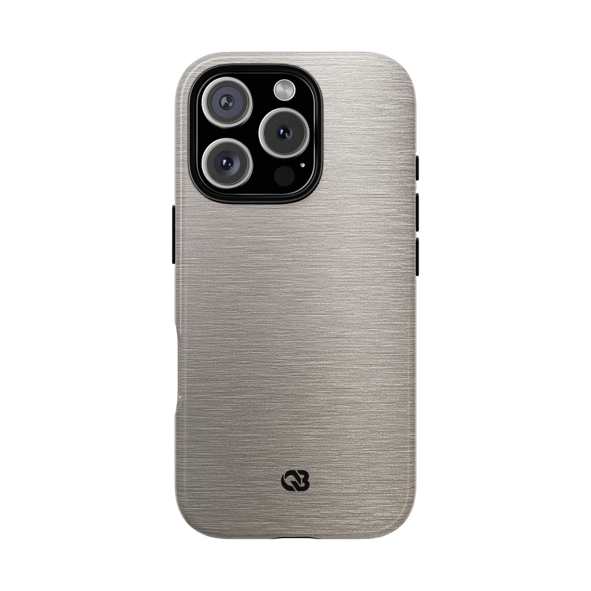 Grey Tough Phone Case for iPhone - Brushed Nickel Linen
