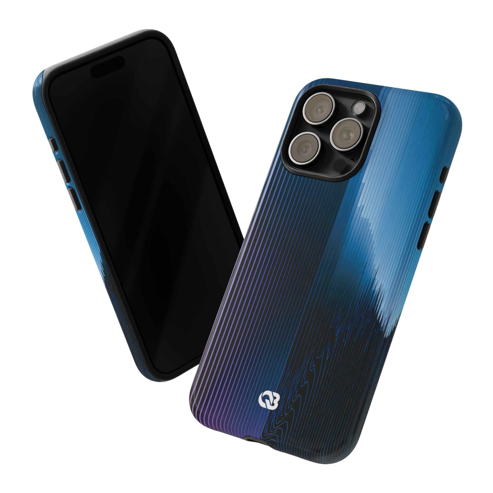Blue Tough Phone Case for iPhone - Indigo Distortion Wave