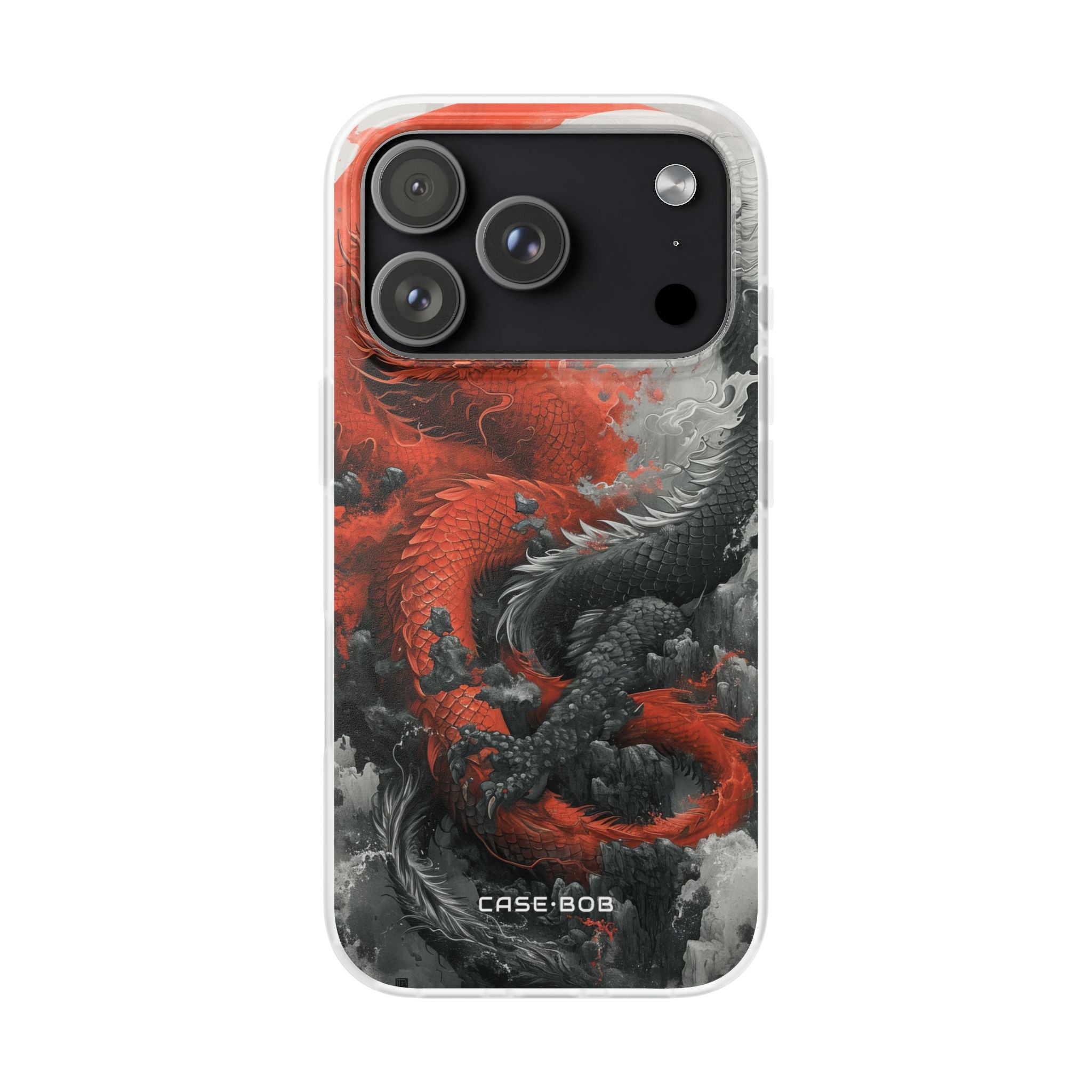 Twin Dragons Crimson iPhone 17 Pro Case - Soft - CASE•BOB