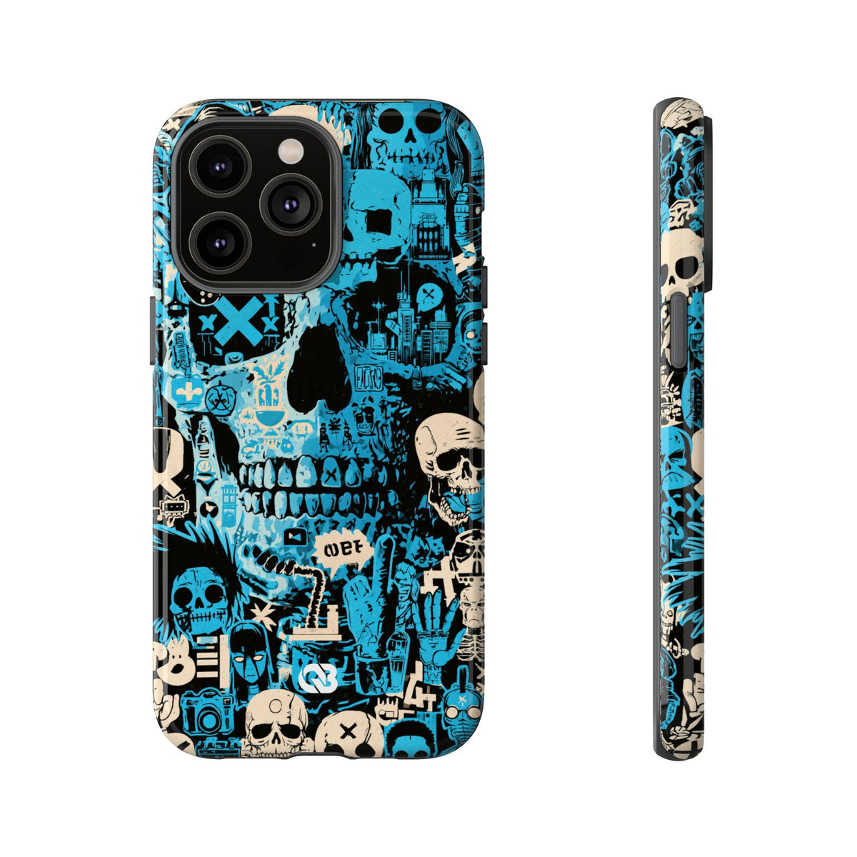 Electric Skull Graffiti · Tough Phone Case for iPhone · Blue