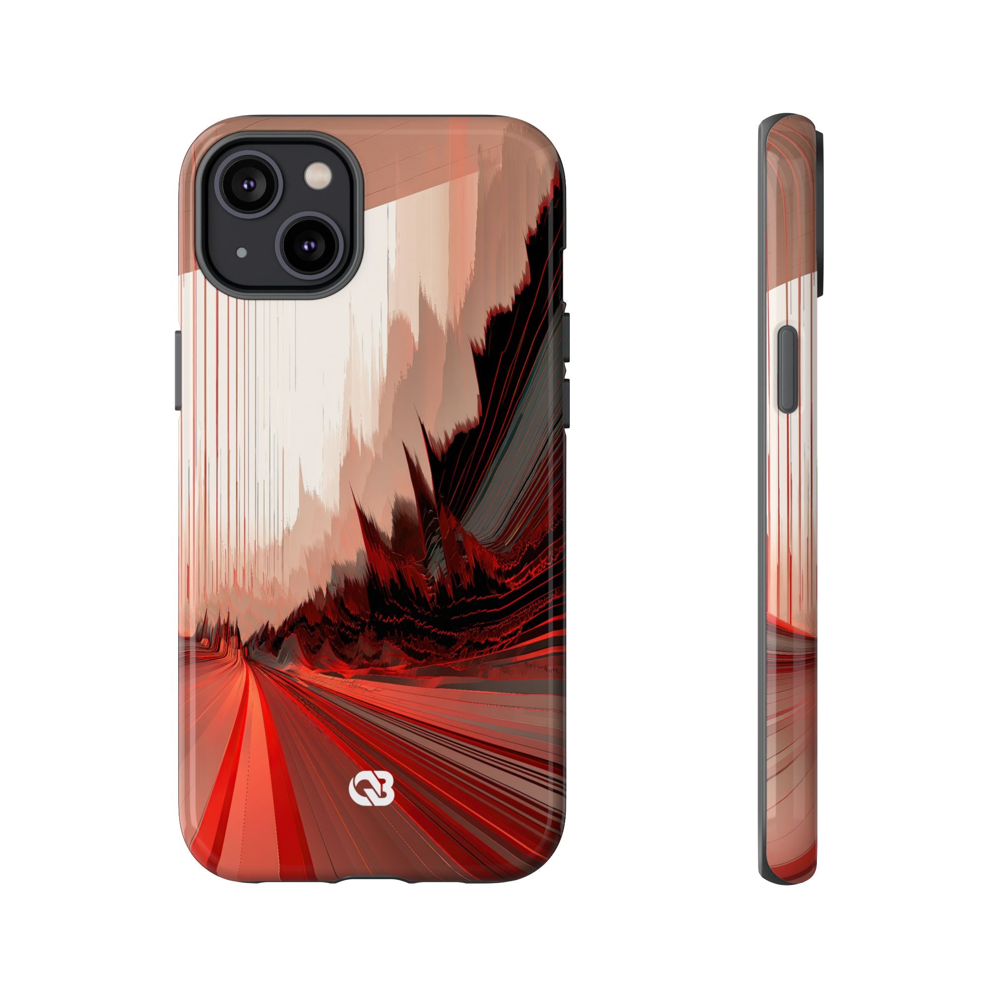 Red Tough Phone Case for iPhone - Crimson Pulse Horizon