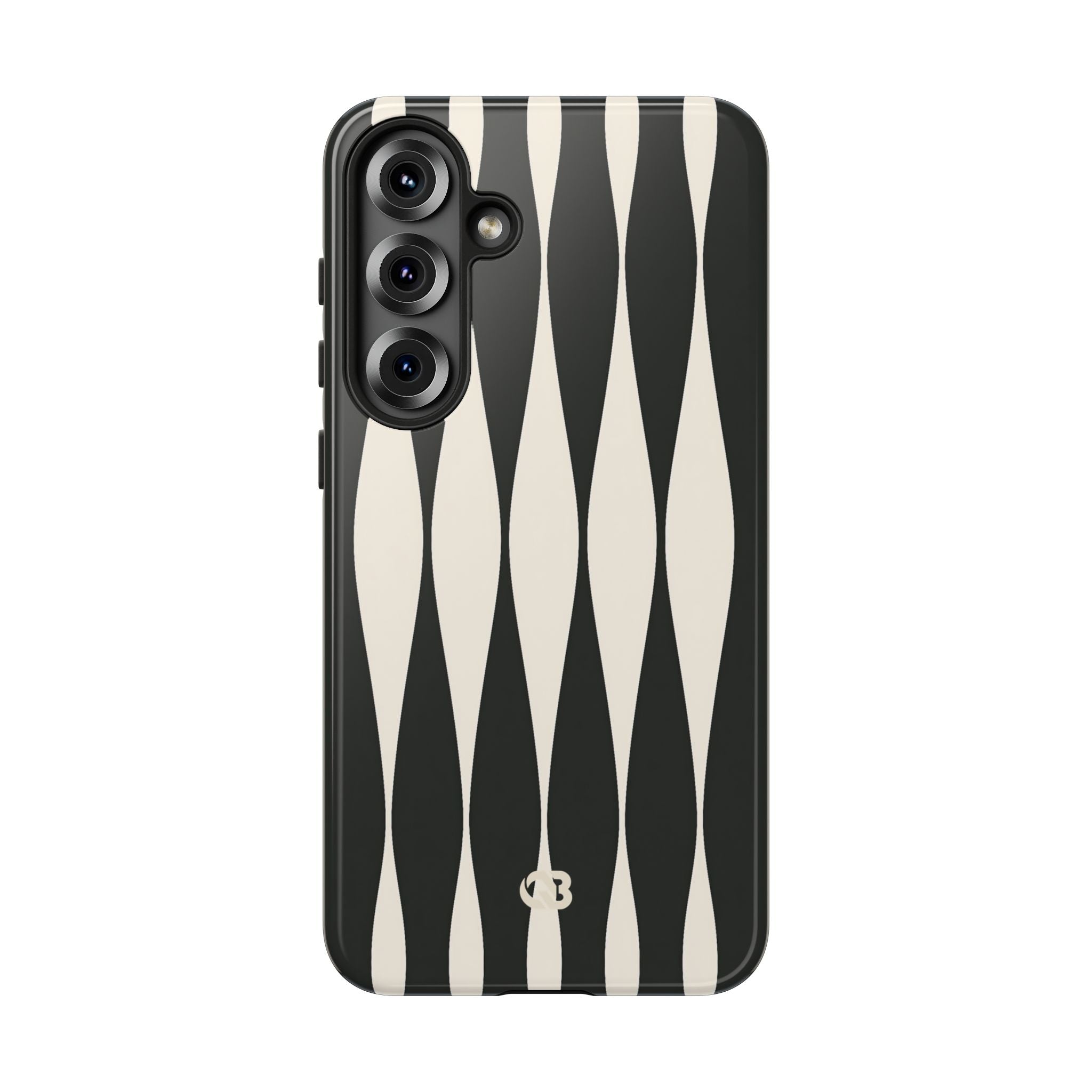 Black Tough Phone Case for Samsung - Ivory Spindle Grid