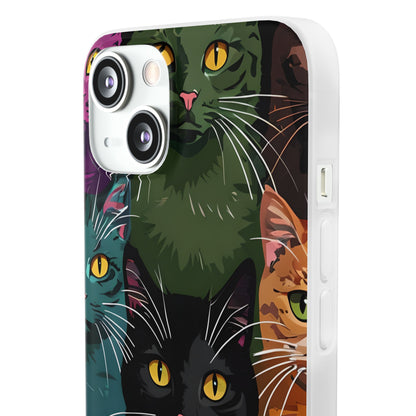 Teal Cat Grid iPhone 13 - Soft
