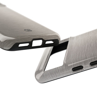 Grey Tough Phone Case for Google Pixel - Brushed Nickel Linen