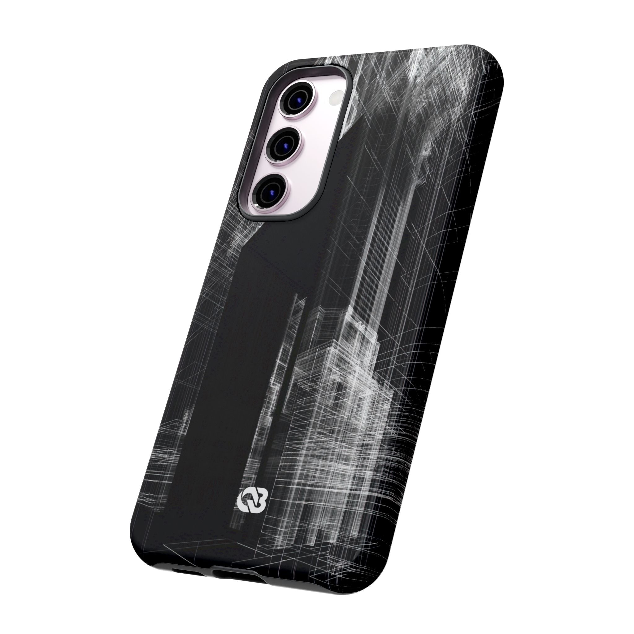 Black Tough Phone Case for Samsung - Ghost Urban Wireframe