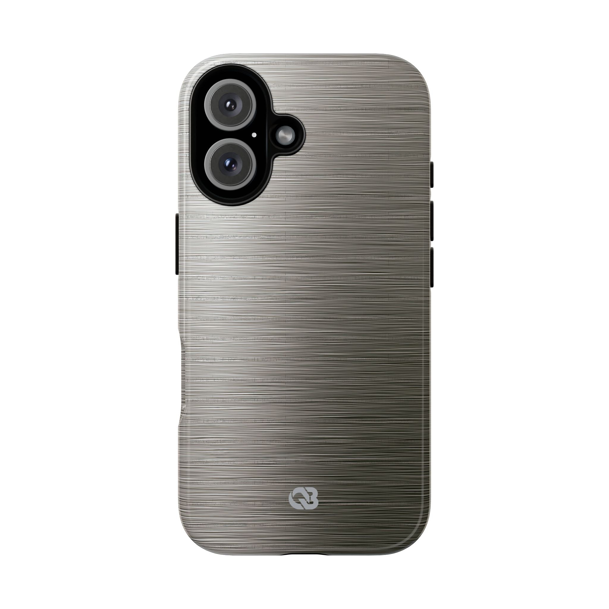 Grey Tough Phone Case for iPhone - Brushed Industrial Steel