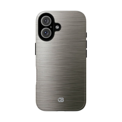 Grey Tough Phone Case for iPhone - Brushed Industrial Steel