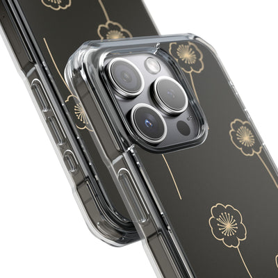 Black Impact MagSafe Phone Case for iPhone - Obsidian Sand Petals