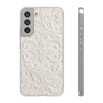 White Lite Phone Case for Samsung - Alabaster Floral Relief