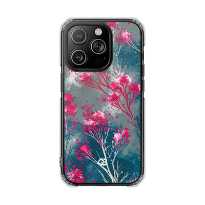 Cyber Blossom · Clear Impact Magnetic Phone Case for iPhone · Teal