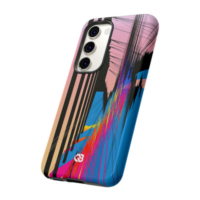 Blue Tough Phone Case for Samsung - Fractured Data Skyline