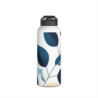 Navy Leaf Veins - Stainless Steel Water Bottle