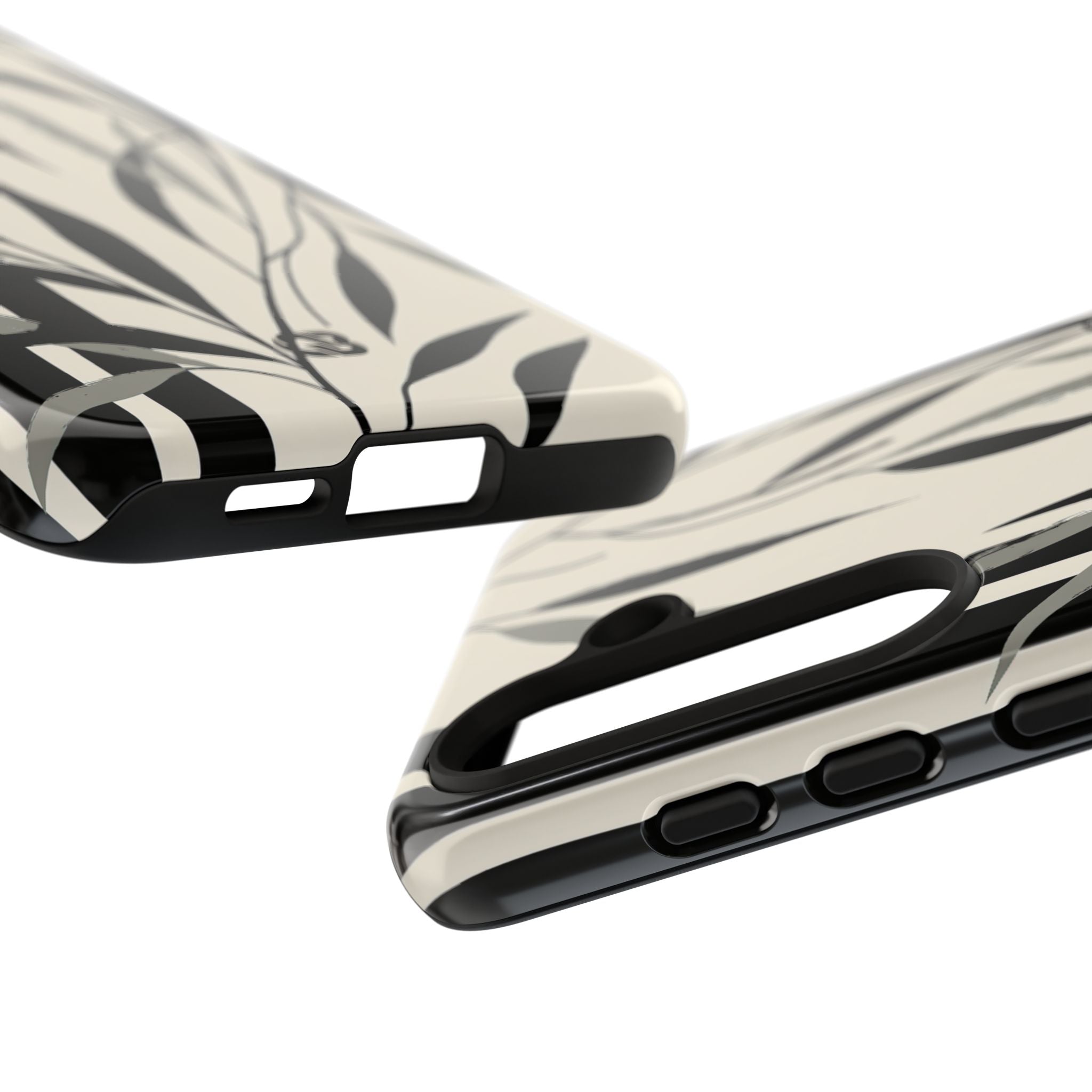 Beige Tough Phone Case for Samsung - Soot Leaf Sketch